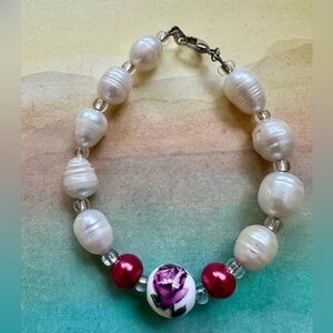 Handmade Floral freshwater pearl bracelet